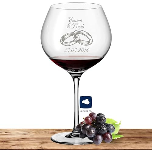 Deitert Leonardo Burgunderglas Rotweinglas CIAO+ 630ml mit Namen oder Wunschtext graviert (Ringe)