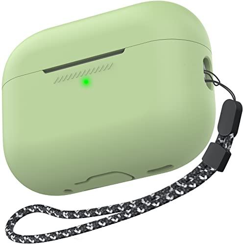AhaStyle Silikon Hülle für Airpods Pro 2 (2023/2022/2019) | Ganzkörper Cover Skin für AirPods Pro 2nd/1st Generation (USB-C/Lightning-Kabel), mit Handschlaufe