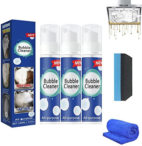 Bubble Cleaner Foam, North Moon Bubble Cleaner Foam, Foaming Heavy Oil Stain Cleaner, Kitchen Bubble Cleaner Spray, All Purpose Rinse Free Cleaning Spray (100ML, 3Pcs)