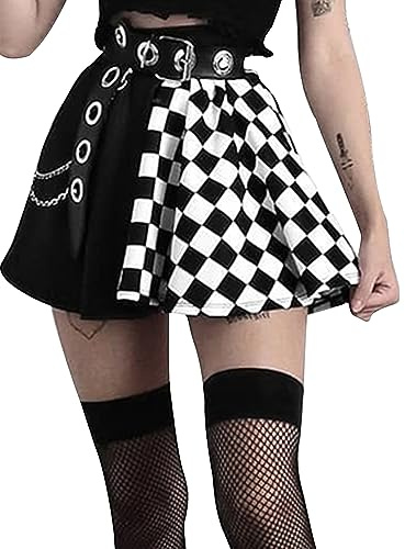 SEAUR Dam Gotisk Svart Spets Punk Kjol - Kort Steampunk A-Linje Cosplay Party Klubb Wear Hög Midja