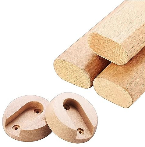 Kit ovale Kleiderschrankstange | Kleiderstange - 1 Stück Hölzern Schrank-Stange Schrankrohr | Länge 400-1200 mm | Stange für Garderobe und Nische (Color : Beech, Size : 50cm/19.6Inch)