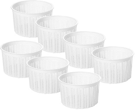 AlcoFermBrew 7 x Cheese Mould 11 x 9.5cm - Plastic Cheese Form - White - Minimalist