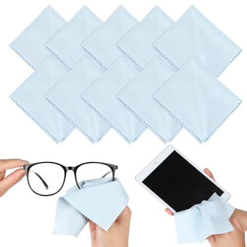 Andibro 10 panni in microfibra per la pulizia degli occhiali, panno morbido per la pulizia delle lenti, strumento di pulizia degli occhiali riutilizzabile per lenti della fotocamera, accessori per la