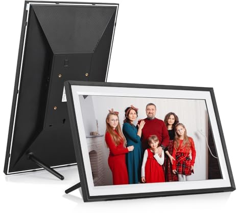 Andoer Marco de Fotos Digital WiFi de 15,6 Pulgadas, Marco Digital Pantalla Táctil IPS 1920 * 1080 16GB Rotación Automática, Comparta Fotos a través de la aplicación, Regalo para Festival de Navidad