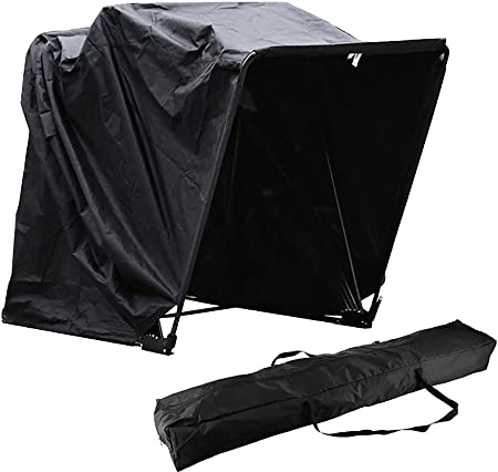 LANNADD Motorradgarage, Motorrad Roller Moped Garage Schutzplane Zelt Cover, Storage Schuppen Zeltgarage Universal Faltgarage Plane Gewebe Motorradzelt Faltzelt Wasserdicht Quad Motorcycle - Schwarz