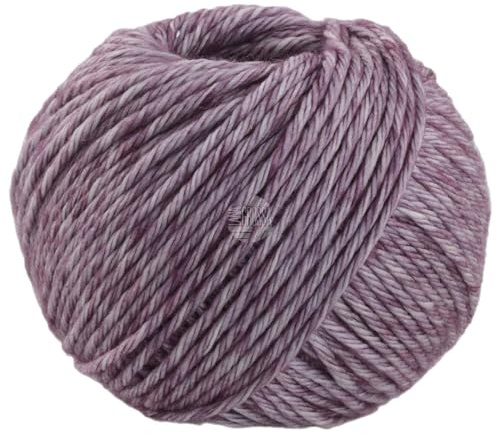 LANA GROSSA Vintage Chunky | Merinoklassiker mit Ton in Ton Farbeffekt | Handstrickgarn aus 100% Schurwolle (Merino) | 50g Wolle zum Stricken & Häkeln | 80m Garn FB 7 Graubeige/Mauve