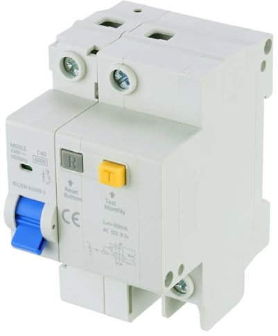 QUARKZMAN Interruptor Automático en Miniatura 1Polo+N AC 230V 40A Montaje en Riel DIN Interruptor de Desconexión AC Protección de Interruptor de Circuito de Disparo, Sobrecargas