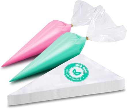 KTOB 100% Compostable Piping bags - 12 Inch 100 Anti Burst Disposable Pastry Bags, Eco Friendly Icing Bags for Cake and Cookie Decoration