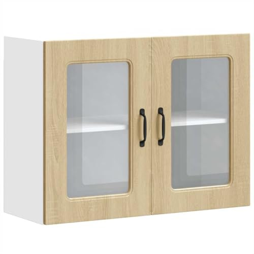 vidaXL Küchen-Hängeschrank mit Glastür Kalmar Sonoma-Eiche Holzwerkstoff