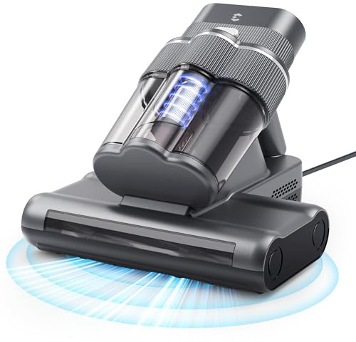 EASYERA Mattress Vacuum, 20Kpa Bed Vacuum Cleaner with UV-C Light & 140℉ Hot Air, Anti-allergen Handheld Vacuum, 60000Rpm/Min Brushroll Rotation, for Sofa/Bed/Pillows Surface Dust & Pet Hair