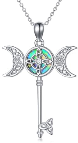 HUKKUN Collier de sorcière en argent 925 avec pendentif en forme de nœud celtique pour femme