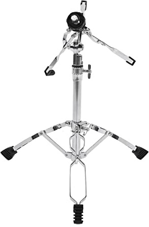 Joyance Soporte de trípode para platillos de doble capa, altura ajustable, soporte plegable de hierro con base para caja de tambor etéreo, acabado plateado