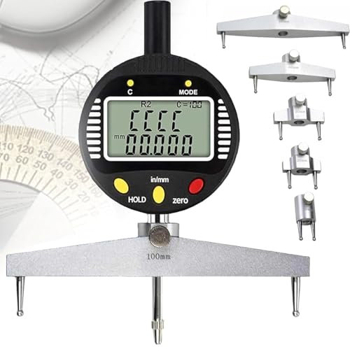 Jauge De Rayon Numérique Polyvalente Pour Une Mesure De Haute Précision Du Rayon Intérieur,Du Rayon Extérieur Et Profondeur Avec Mâchoires Interchangeables 10/20/30/60/100Mm
