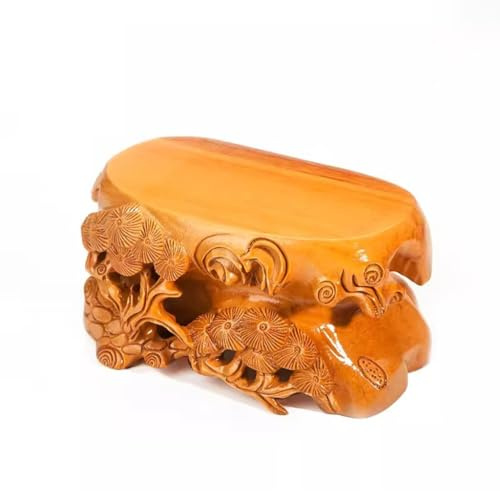 Support pour Plantes Chinois en Bois If, Pierre étrange, Base Ovale, Statue de Bouddha, Support décoratif pour théière, idéal pour la Maison, l'hôtel, etc. Socle pour bonsaï