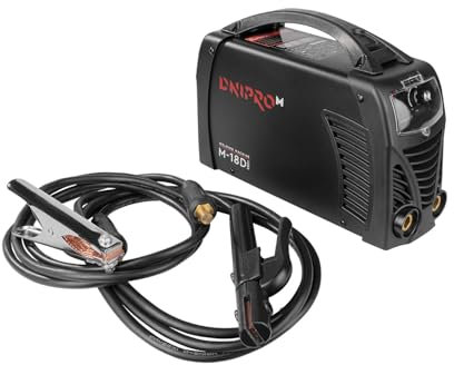 Dnipro-M M-18D Soldador Inverter IGBT 230V 180A con Funciones HotStart y Control Térmico, Electrodo de 1.6 a 5mm, Cable de 3m, Eficiencia del 90%, Protección IP21S