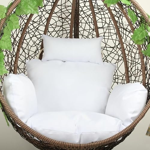 Generisch Eierstuhl-Kissen-Ersatzbezug, Outdoor Hängesessel Kissen Ersatzbezug, Waschbares, Verdicktes Schaukelstuhl-Sitzkissen, Für Schaukel Korb, Rattan Hängeschaukel Auflage,Weiß