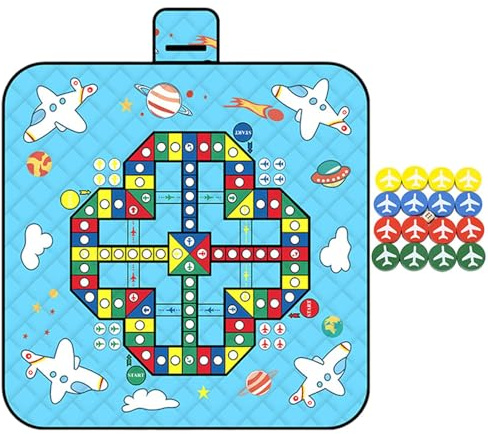 Picnic Mat – Coperta da spiaggia impermeabile portatile | Tappeto da trascinamento pieghevole, tappeto a scacchi ispessito con pezzi di gioco, molteplici usi per spiaggia, prato, festival, parco, via