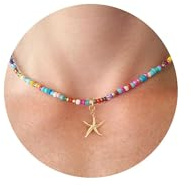 HANLI Collar Mujer Dorado Baño Oro de 14Kt Zirconia Cúbica Verano Playa Collares Antialergicos Minimalistas Joyas para Mujer