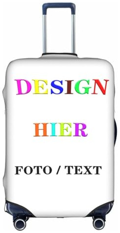 Personalisierte Kofferhülle, Kofferschutzhülle mit Foto Text, Elastische Schutzhüllen, Gepäckabdeckung Für Reisen, Den TäGlichen Gebrauch (M(22-24in))