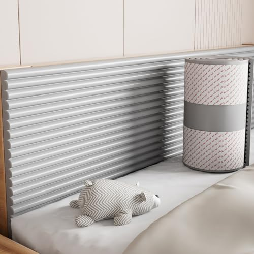 ZASEZOD Wandpolster Selbstklebend für Schlafzimmer, 3D Wandkissen Kopfteil, Gepolsterte Wandpaneele Antikollision und Wärmedämmung, Wandverkleidung für Kinderzimmer, Büro, Diele(Gray,20 cm x 2 M 1pc)
