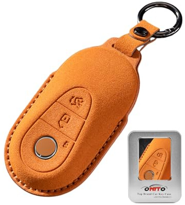 ontto Coque de clé de voiture compatible avec Mercedes 2020-2025 S G E C Classe W214 S214 X254 GLC EQE EQS 300 350 450 500 560 580 AMG Accessoires de voiture B Orange