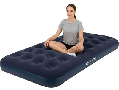 AVENLI Luftmatratze Camping Twin-Size 191x99x22 cm, Gästebett 1 Person, Coil-Beam, beflockt, bis 150 kg, blau, ohne Pumpe