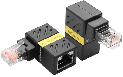 YAODHAOD 360 Grad Ethernet Adapter Gigabit-90-Grad-Winkel,drehbarer Adapter RJ45 8P8C 1000Mbps CAT5-CAT6-Verlängerungsadapter für LAN Ethernet Netzwerk