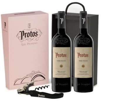 Protos Serie Privada, Vino Tinto, 75cl - D.O. Ribera del Duero | Tempranillo 100% - Estuche regalo 2 botellas con descorchador