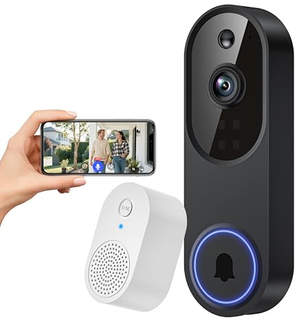 FineLuck 1080P WiFi Video Doorbell Camera Wireless with Receiver