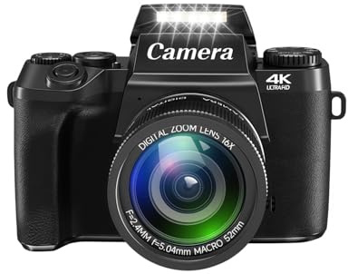 Tosuny Fotocamera Digitale 4K, Fotocamera DSLR con Sensore CMOS da 13 MP, Fotocamere per Vlogging WiFi da 64 MP con Touch Screen da 4, Doppio Obiettivo, Zoom Digitale 16X, Messa a