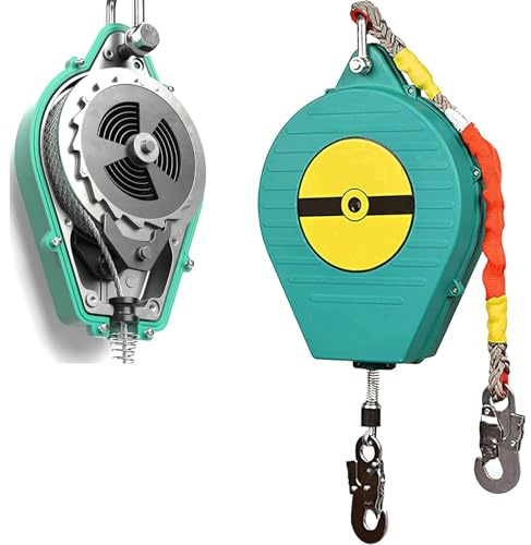 Dispositivo Anticaduta Retrattile Certificato, 3-20m Dispositivo di Sicurezza per Imbracatura con Gancio Autobloccante, Kit Imbracatura Anticaduta per Lavori sui Tetti e in Quota, Carico:150kg (10m)
