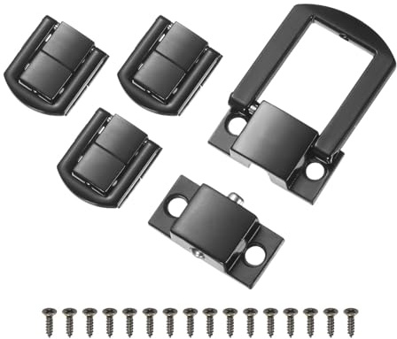 M METERXITY 4 Pack Toggle Catch Lock, 1 x 0.78 in Metal Hasp Latches Decorative Clasp with Screws for Jewelry Case/Wooden Boxes/Suitcase, Retro Style Clasp [Black]