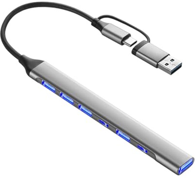 HEEZOU Hub USB C de aluminio de carga rápida y OTG, soporta transferencia de datos de 5 Gbps para laptop, teléfono, tablet, concentradores USB portátiles para laptop
