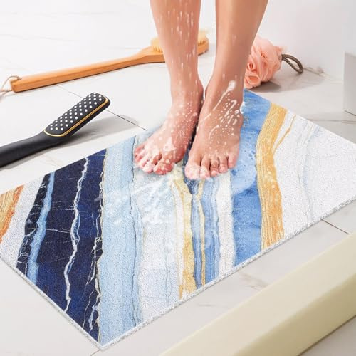 Duschmatte rutschfest 40x60 cm: Antirutschmatte Dusche mit Ablauflöchern, Weich Komfort PVC-Luffa Massage Rutschmatte dusche, Duscheinlage rutschfest für Senioren & Kinder, Schnell trocknend