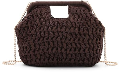 Fecialy Stroh-Clutch-Handtasche für Damen Sommer Strandtaschen Stroh-Handtaschen mit Henkel Urlaubs-Umhängetaschen