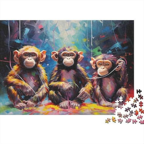 Buntes Affen Trio Puzzle 1000 Teile Erwachsene Extrem Schwer Nachmittagsbesch?ftigung F?rderung Der Konzentration Wanddekoration 100% Recycelbar 38x26cm/1000pcs