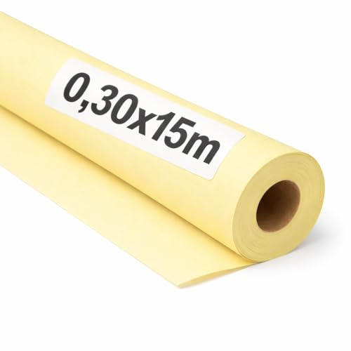 OFITURIA Papel Kraft Amarillo Pastel - Rollo 0,30x15m - 6 Rollos - Papel de Embalaje y Regalo - Manualidades y Patrones de Costura - Resistente y Fácil de Cortar