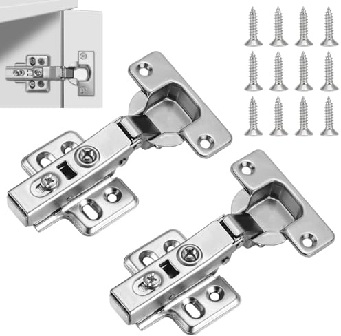 2 Pack Soft Close Cabinet Hinges, Full Overlay 35mm Hinge for Kitchen | Hydraulic Damping Silent Close, 110° Open, 3D Adjust, Nickel Plated Rust Proof, Screws Inc, for Wardrobe Bathroom Cupboard