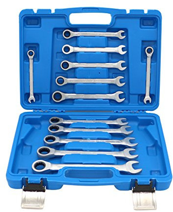 LianShi Sistema de trinquete métrico Llave fija Llave inglesa con mango Herramientas de mano DIY 12pcs / set Paquete de caja azul