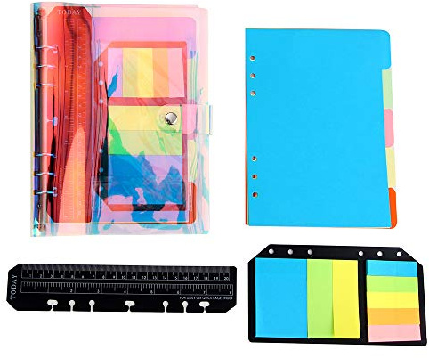 YHH A5 Tagebuch für Erwachsene Mädchen Frauen Ringbuch/Notizbuch mit Register Schönes Organizer Notebook Reisetagebuch Nachfüllbar Soft cover buch liniert idee für Büro Schule Übung Schüler Klarsicht