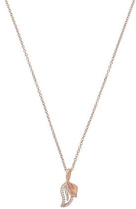 Amor Kette mit Anhänger 925 Sterling Silber Damen Halsschmuck, mit Zirkonia synth., 42+3 cm, Roséfarben, Blatt, Kommt in Schmuck Geschenk Box, 2022389