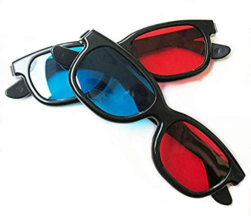 2 st rödblå/cyan anaglyph 3D clip-on glasögon med låda fodral glasögon för 3D TV 3D filmspel klipp glasögon (blå röd)