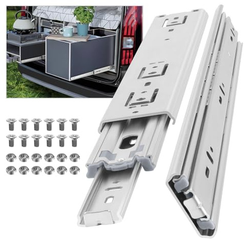 AOLISHENG Schubladenschiene Vollauszug 850 mm, Schwerlastauszug 51 mm Breite mit 50 kg Tragkraft, für Schrank, Werkstatt, Wohnmobil und Industrie, 1 Paar (2 Stück)