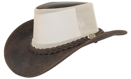 Svart Jungle BUNDABERY läderhatt, västernhatt, austernhatt, cowboyhatt, BRUN, XXL
