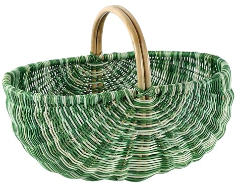 Kobolo Einkaufskorb geflochten Korb Rattankorb - multicolor grün - 50x35x23 cm