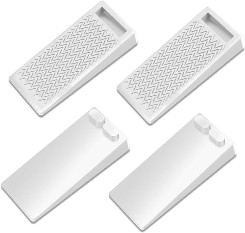 MaCla Grigio Chiaro [4 Pezzi] Fermaporta a Pavimento (5° Generazione) Adesivo Blocca Porta in Gomma Antiscivolo, Protezioni Interne e Finestre Casa Ufficio