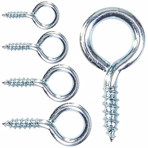 SISI UK Metal 30mm Screw in Vine Eyes Zinc Plated Steel Screw in Hooks Self Tapping Eyelet Screws for Wood Fixing Wires Indoor & Outdoor Pack of 20.