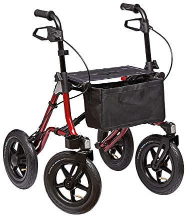 TAiMA XC 4 Wheel Pneumatic Outdoor Walker | Elderly Walker | Rollator with Seat | Folding Rollator | Rollator with Wheels | 4 Inflatable Wheels