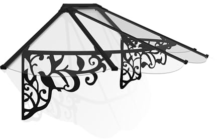 Canopia by Palram Auvent de Porte d'entrée LilyXL 88x216cm Marquise de Porte, Protection Contre la Pluie et Le Soleil pour Maison, Gris Blanc Transparent