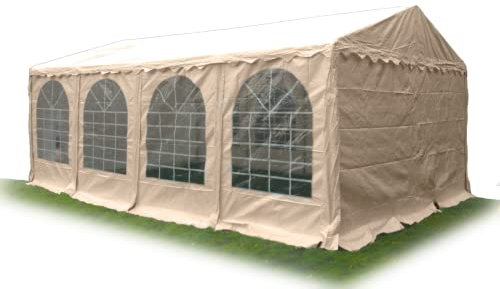 Ambisphere Gazebo da giardino, con tetto fisso, 550 g/m², in PVC, da giardino, impermeabile, resistente al fuoco, disponibile in diverse misure 3x6m beige